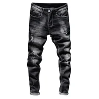 

Classic slim fit jeans in men jeans destroy slime type for five pocket zipper long man trousers by oem