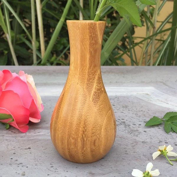 

Round bamboo flower vase dry flower wooden pot