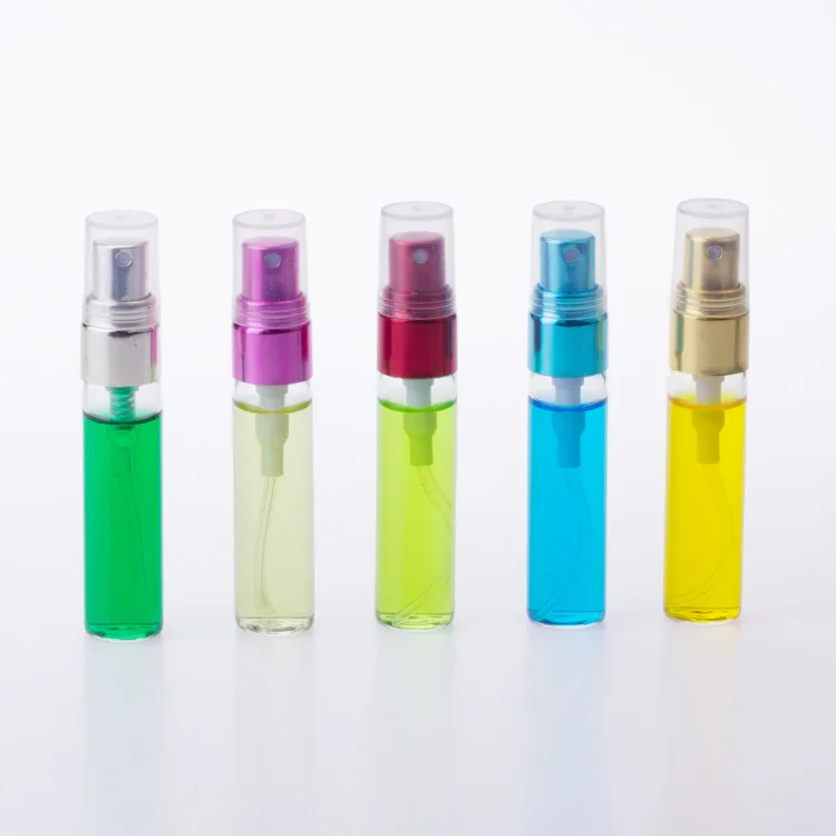 

5ml Colorful anodized aluminum spray glass perfume sample bottle