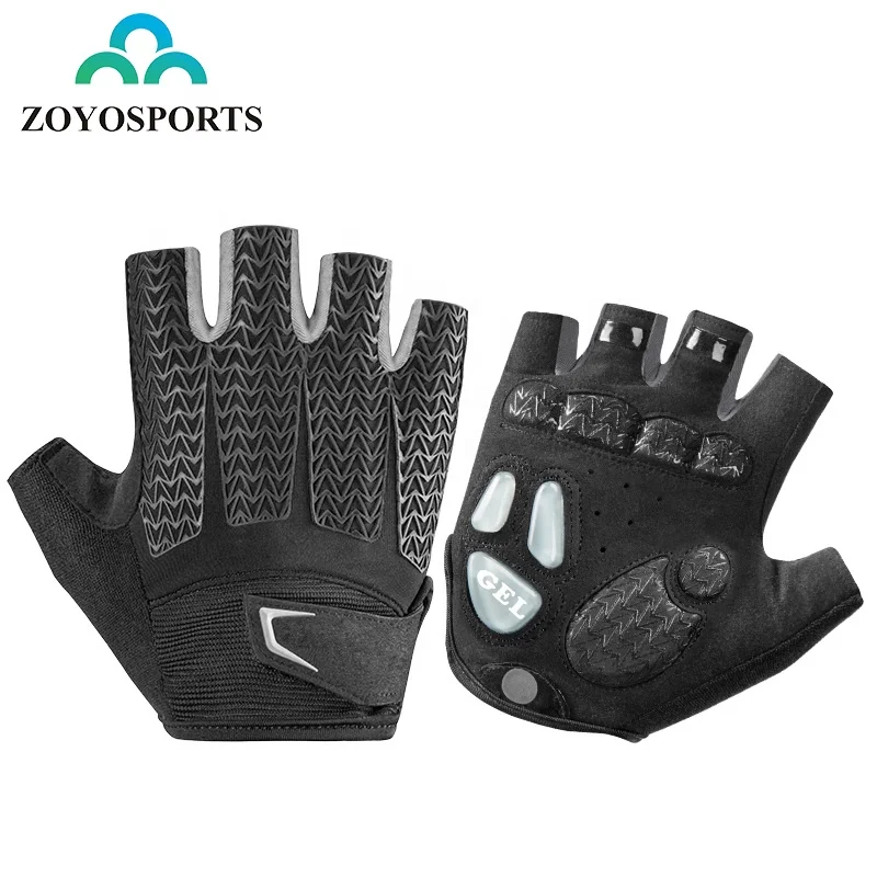 

OEM wholesale Bicycle half finger anti-slip mittens racing motorcycle sport fitness gym gloves road bike cycling gloves, Black red/grey