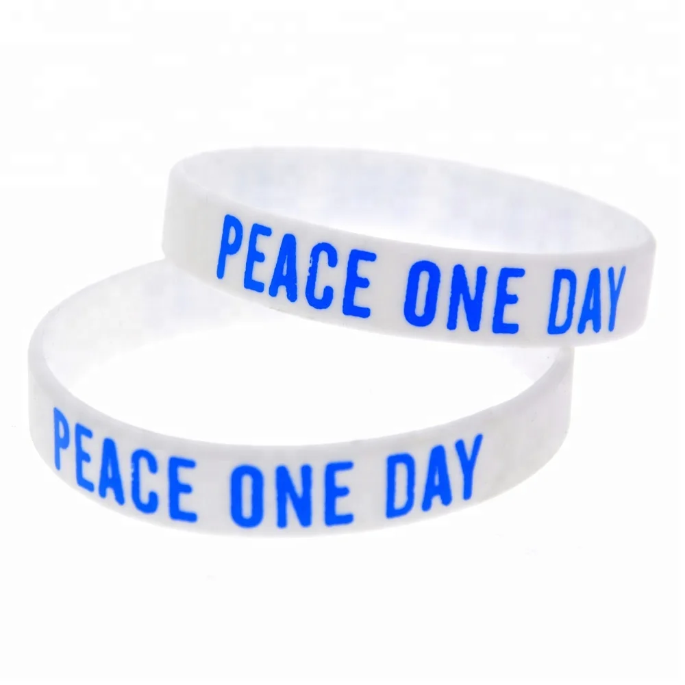 

50PCS White Peace One Day Silicone Wristband