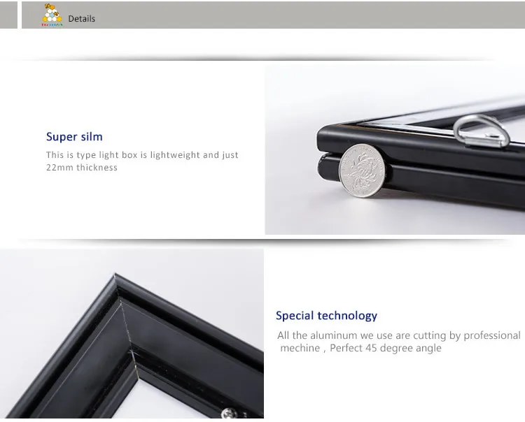 customized sizes commercial led menu board size A0-A1-A3-A4 with slim aluminum snap frame light box advertising
