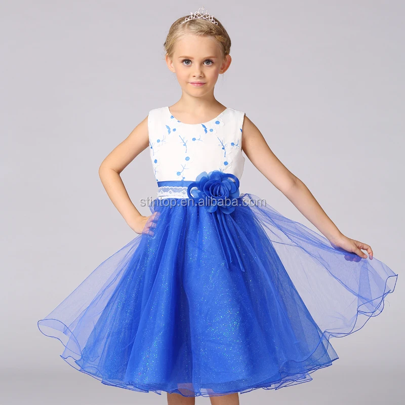 

New children 's clothing printed children' s wedding dress dress lace fresh flowers princess dress