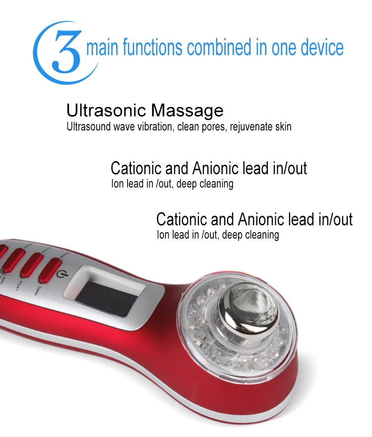 Rechargeable 3 Mhz Ultrasonic ion Therapy Device Skin Care Beauty Ultrasonic Massager machine