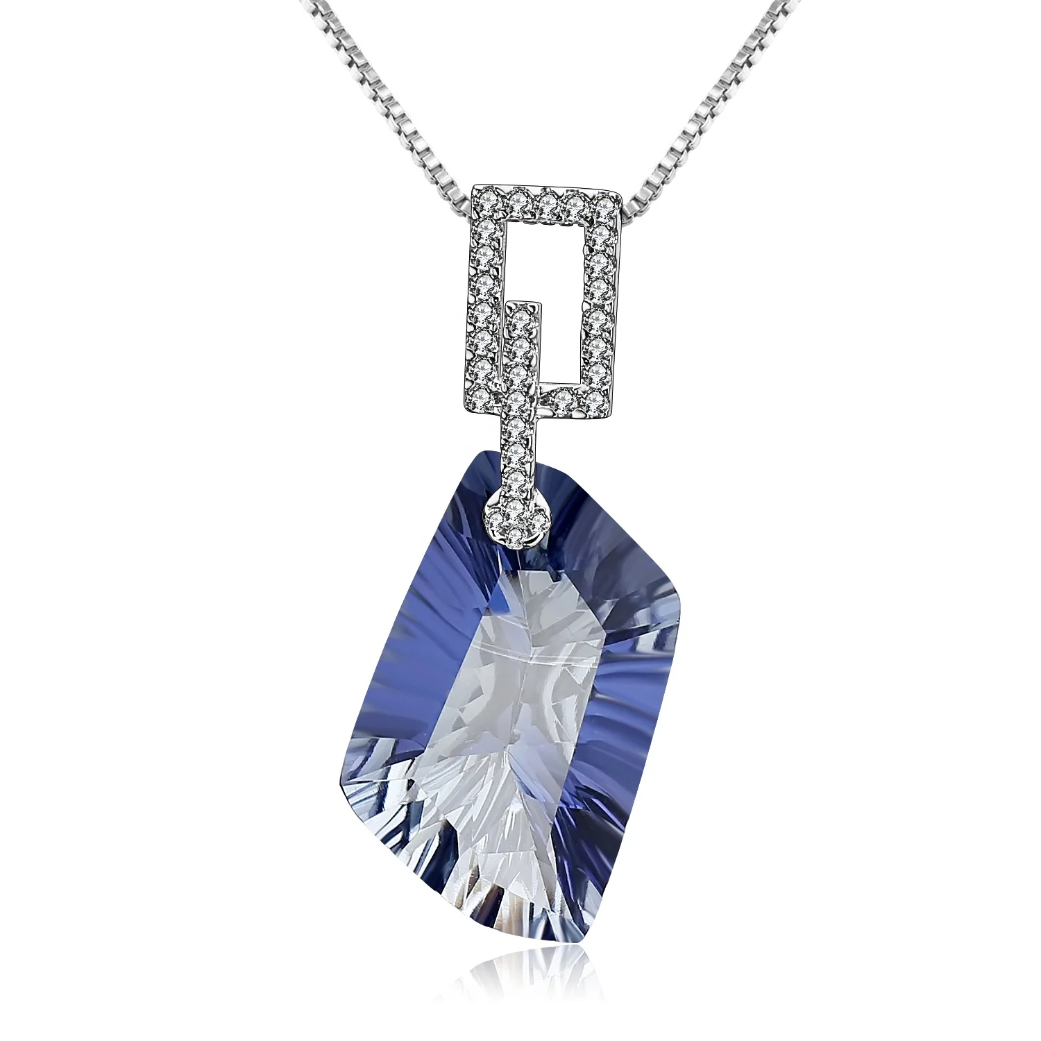 

Abiding natural gemstone Iolite blue mystic quartz wholesale jewelry 925 sterling silver pendant necklace women