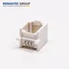 Female RJ45 Connectors White 1 Port 6P Right Angle Gold Plated Without LED