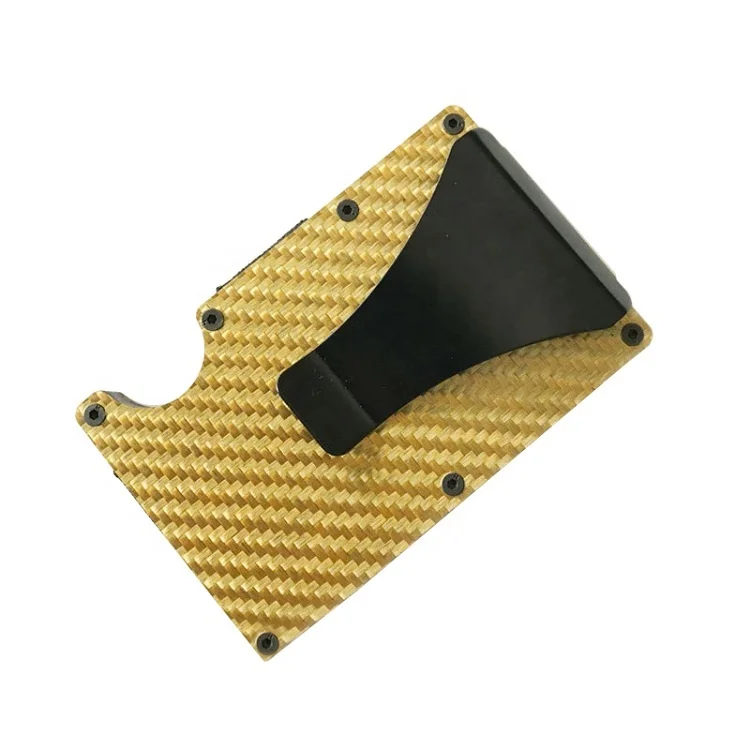 

Gold Anti Scan RFID Blocking Carbon Fiber Card Holder Slim Wallet with Money Clip, Black,silver,rose gold,blue,gold