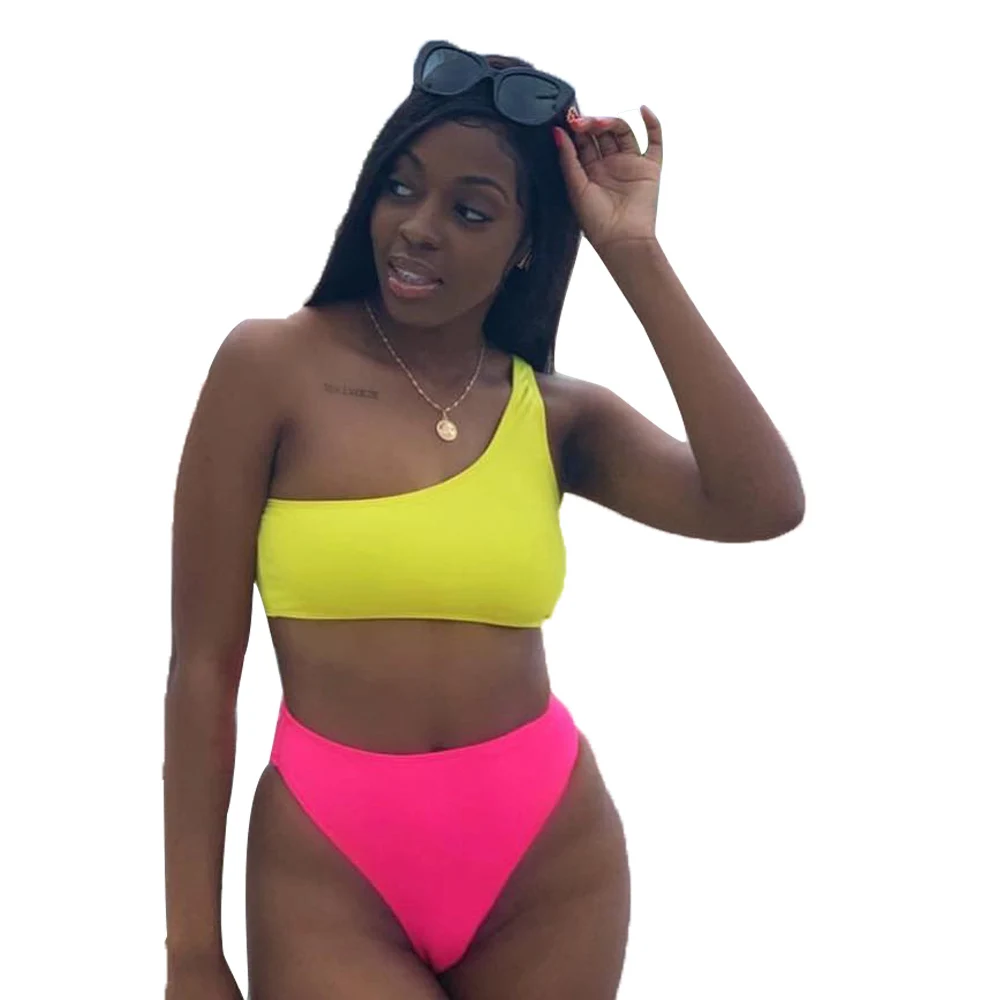 

2021 Swimwear Beachwear Bikini Swimwear Wrap Sexy Neon Two Piece for Women Adults Nylon / Cotton Solid Pattern