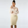 Net Yarn Women Sexy See Through Long Sleeve Sheer Mesh Top