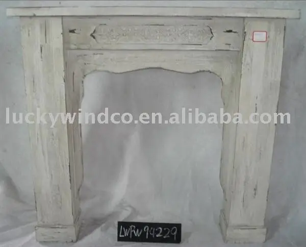 Shabby Chic White Wooden Mantel Fireplace View Wooden Mantel