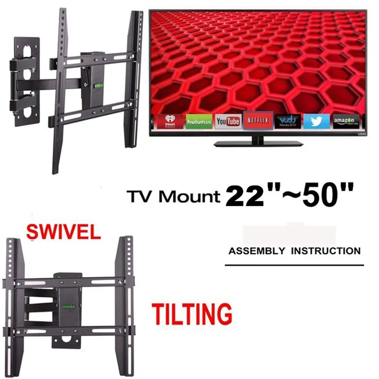 SLIM LCD LED PLASMA FLAT TV WALL MOUNT BRACKET SET 24 30 32 37 42 46 47 50 52 55