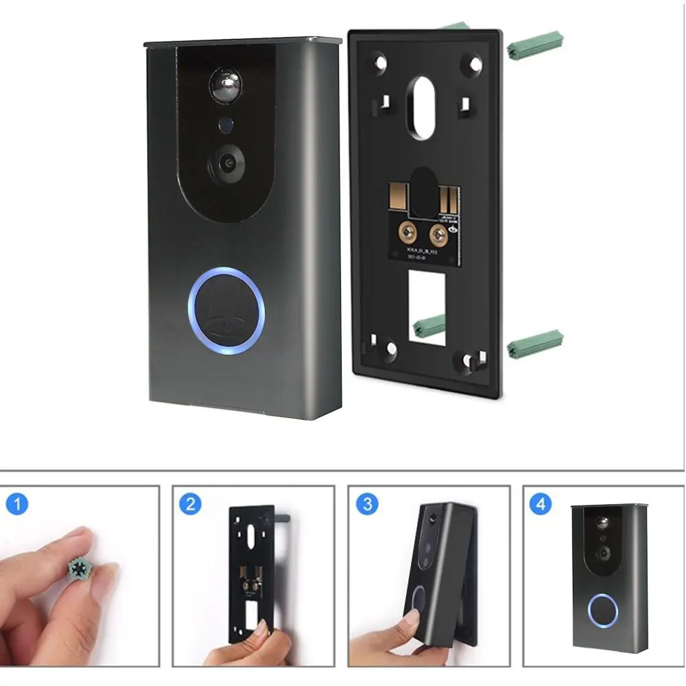 Smart Wifi Video Security Ring Door Bell With Battery Night Vision 720p