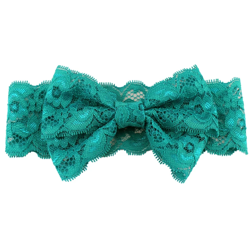 

2019 New 5" Double Layer Bowknot Lace Headband Fashion Soft Baby Girl Hairband Wholesale Hair Accessories, 13colors