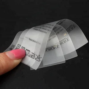 Transparent Silicon Feel Clear Soft Thin Printing TPU Washing Care Labels for Swimwear Clothing