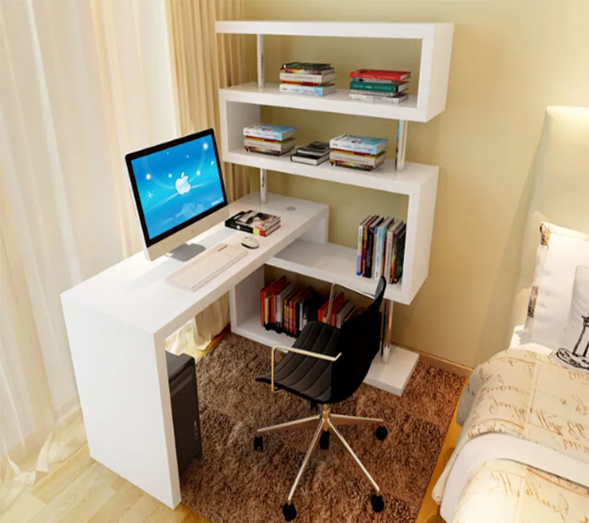 Study Table Furniture Designed Wooden Book Shelf Computer Desk Set