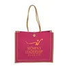 Custom Wholesale Reusable Large Durable Handle Buttoned Closure Natural Jute Shopping Bag