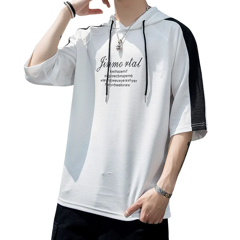 

Summer Half Sleeves Youth Leisure T-Shirts Printing Casual Men Hoodie, White;black;yellow;blue