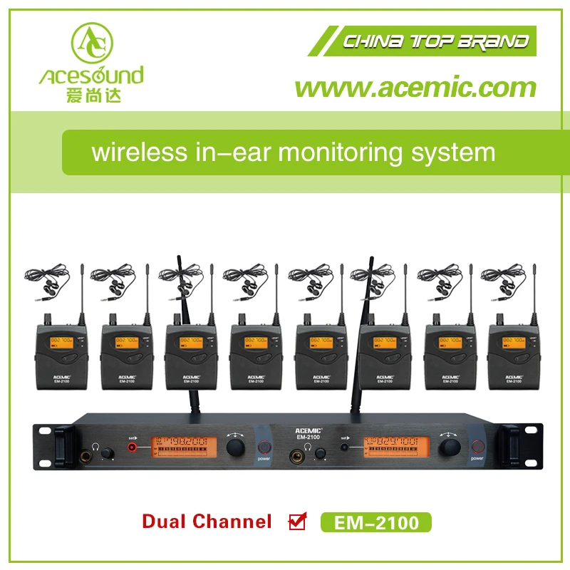 

Professional dual transmitter wireless in ear monitor system EM-2100 8*receivers free shipping, N/a