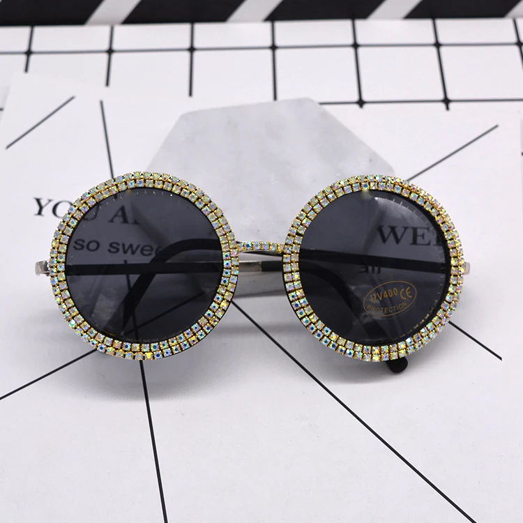 

Barlaycs 2018 Fashion Luxury diamond setting trendy uv 400 sunglasses