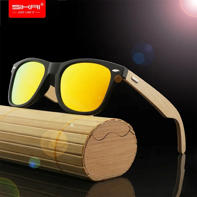 

SIKAI OEM Custom Summer Hot Promotion Gift Engraved Unisex Wood Sunglasses Natural Customized Wooden Sunglass