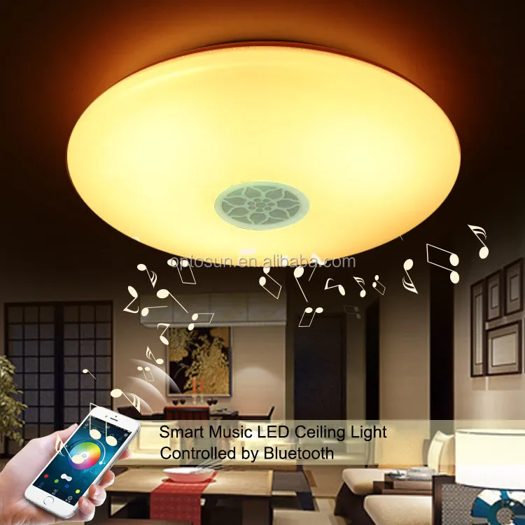 Modern Surface Mounted Dimmable Rgb Lamp Fixture Round Color Changing Led Ceiling Light With Sleep Timer Bluetooth Speaker Buy High Quality Dimmable