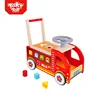 New Design Wholesale Children Push Along Walker Wood Fire Truck Small Toy Car