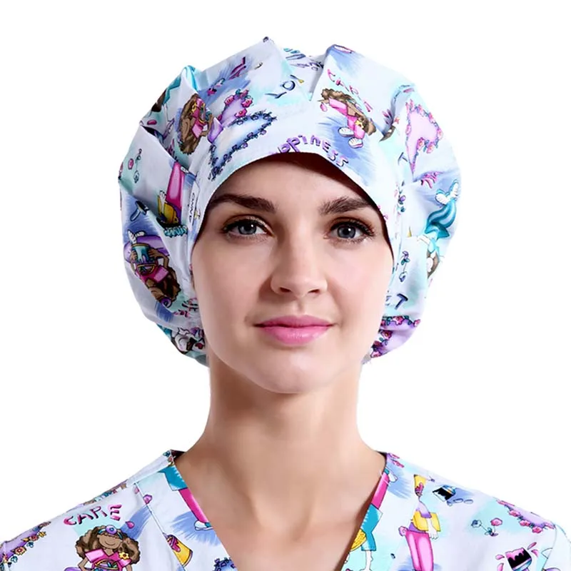 

Operating Room Nurse Surgical Woven Bouffant Cap Hat for Long Hair