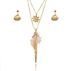 BAOYAN Natural Conch Shells Jewelry Set Stainless Steel Gold Plated Jewelry