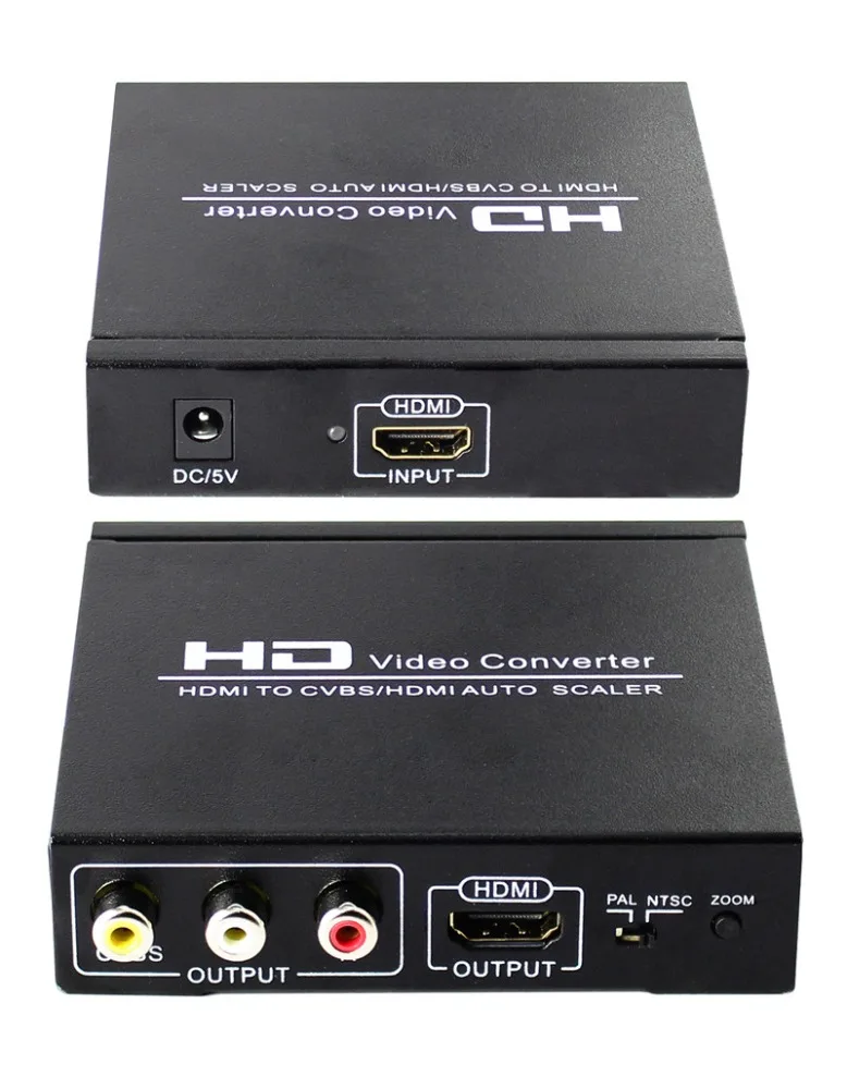 

Portable HDMI to HDMI RCA CVBS L/R Audio Converter Auto Scaler support 1080P, Black