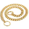 Wholesale 13mm Curb Cuban Link Gold Tone 316l Stainless Steel Dog Choke Chain Collar 12-30inchh