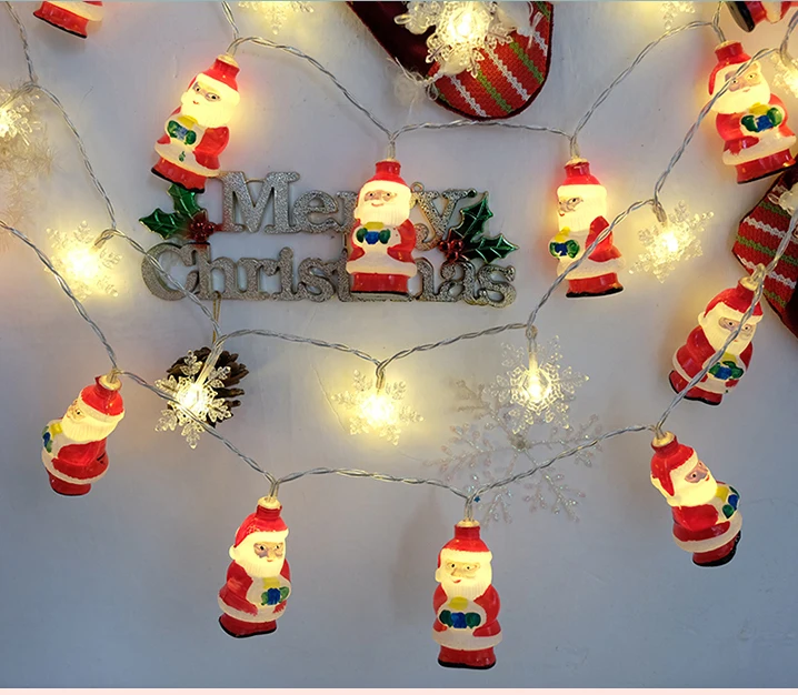 Amazon Hot Selling Led snowflake string Santa Claus lamp string Christmas decoration creative layout decorative lamp string