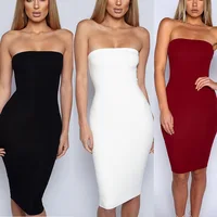 

2019 summer sexy boob tube midi dress lycra tight dress for women