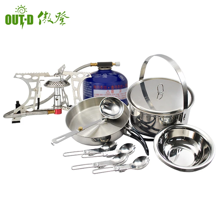 

wholesale outdoor cooking mess kit picnic set portable camping cookware