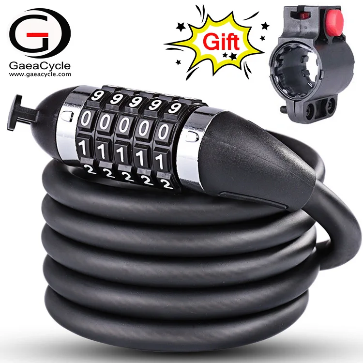 

Anti-theft 5 Password Combination Bicycle Cable Chain Bike Lock, Black