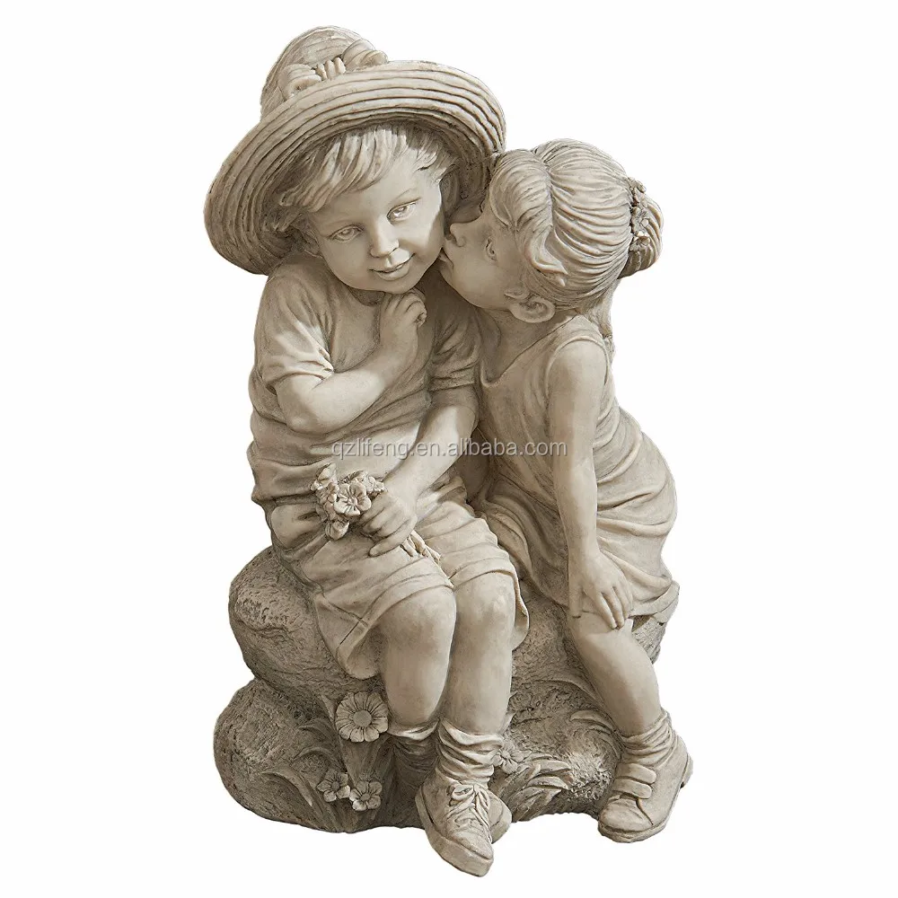 Garden Bronze Statue Sculpture Boy And Girl Reading Together Statue