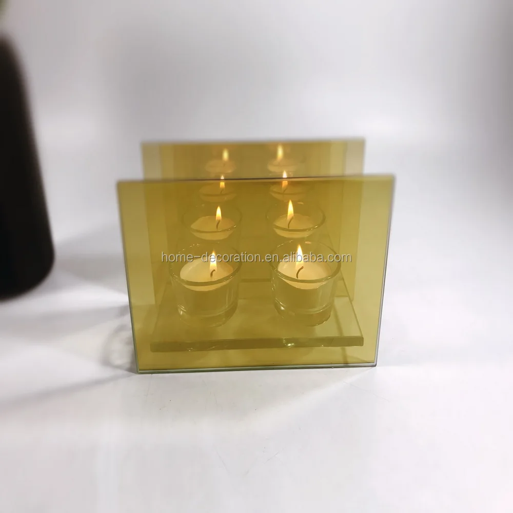 Bsci Reflective Golden Glass Candle Holder Mirror With 2 Lights Buy