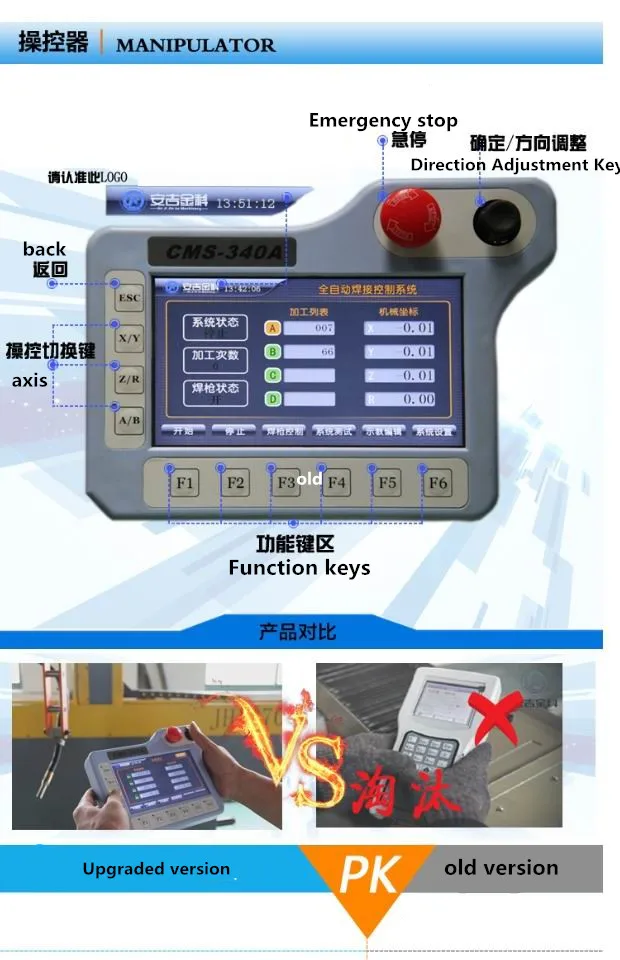 
6 axis MIG/MAG/TIG Cartesian Robot controller Welding robot Teach Pendant CNC controller Robot controller 