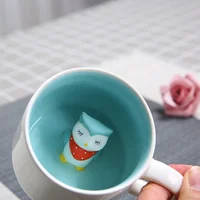 

3d animal travel coffee and saucer mug lids with logo porcelain tea cup sublimation espresso cup wholesale novelty mugs