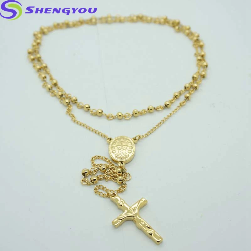 Jewelry Wholesale China Gold Rosary Chain And Cross Pendant Fashion