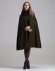 2018 Latest Fashion Hot Ladies Design Plain Lapel Double Button Bat Shape Cape Poncho Sleeveless Winter Coat