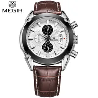 

MEGIR 2020 Men Quartz Movement Watch Top Selling Luxury Brand Leather Strap Fashion Sport Waterproof Men Wristwatch Relojes