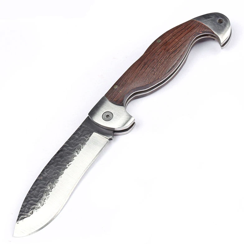 

Hot Sale Wood handle Folding Outdoor Tactical Hunting Knife For Gift