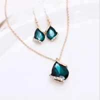 

Hot selling gold plated crystal women jewelry set necklace and earring