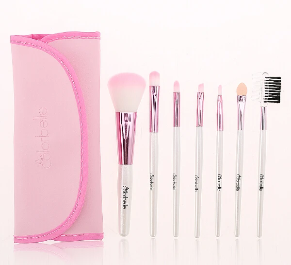 

Colorbelle pink beauty pro 7 pc nylon hair mini makeup cosmetic brush kit