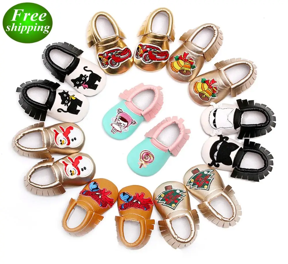 

Baby Computer embroidery shoes PU Toddler Unisex Cartoon Shoes, 8colors