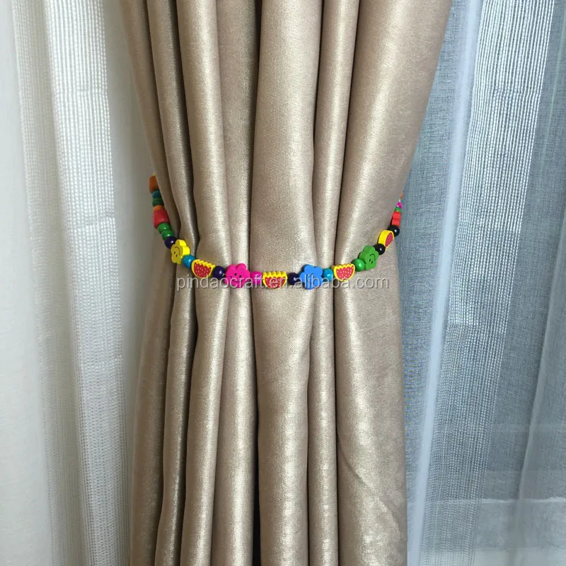 Kid S Natural Wood Bead Curtain Rope Curtain Tieback Curtain