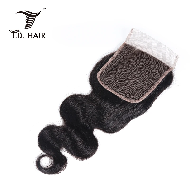 Hot Selling Free three middle Part 4*4 1b#natural black Color Body Wave 100% Real Brazilian Human Hair Lace Closure