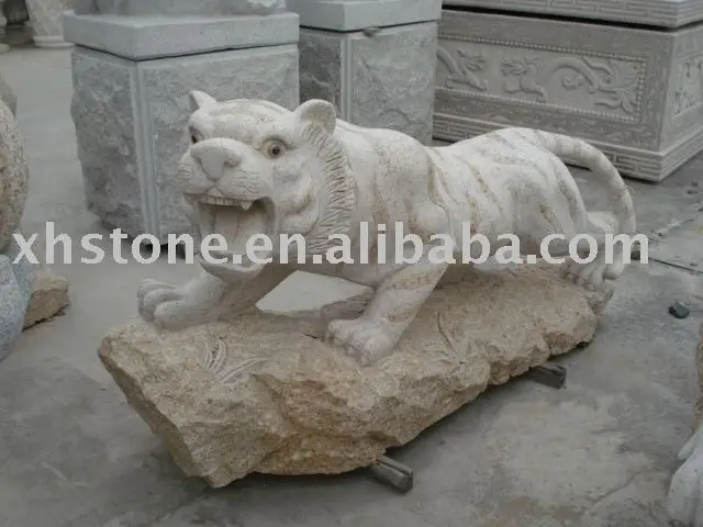 Tiger Sculpture Tiger Stone Statue Granite Carved Garden Stone