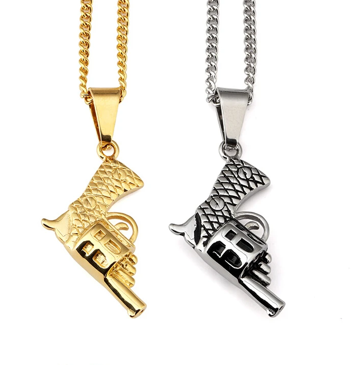 

Cool Hiphop Gold Small 3D Gun Pendant Chain Necklace, N/a