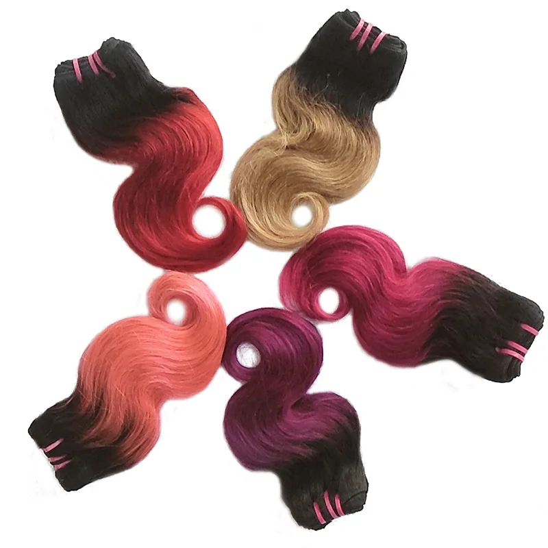 

3 Ombre Bundles With Closure Colored Hair Weave With Closure Body Wave Human Hair Extensions With Lace Closure, 1b/27# 1b/pink 1b/fuchsia 1b/red 1b/purple